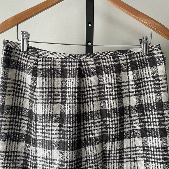 Evan Picone Wool Blend Plaid Pleated Midi Skirt Grey White Librarian Size 10 - Picture 5 of 8